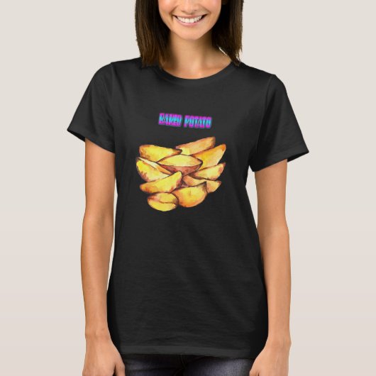 ジャガイモ焼いた野菜ポテトおもしろい Tシャツ (正面)