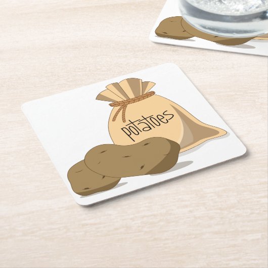 ジャガイモ スクエアペーパーコースター (アングル)