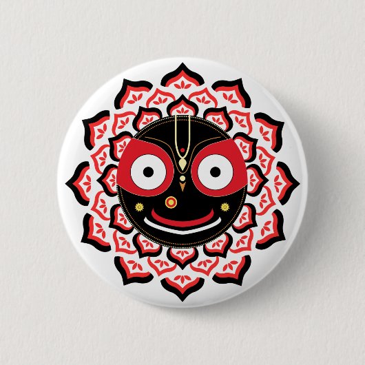 ジャガンナートの顔チャクラ ヒンドゥー教の神 缶バッジ (正面)