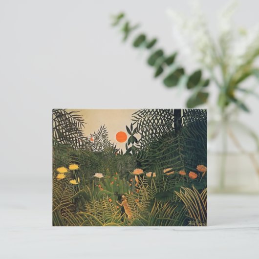 ジャガーによって攻撃されるアンリーRousseau-の黒人 ポストカード (スタンド正面)