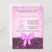 ジャガーの動物の猫柄|ピンク|ベビーガールシャワー 招待状 (正面)