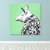 ジャガーの毛皮のコートを着た豚(萌黄) キャンバスプリント (インサイチュ (ウッドフロア))