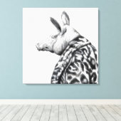 ジャガーの毛皮のコートを着た豚（雪） キャンバスプリント (インサイチュ (ウッドフロア))