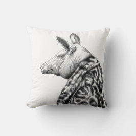 ジャガーの毛皮のコートを着た豚（雪） クッション