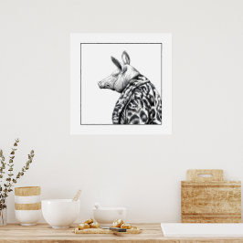 ジャガーの毛皮のコートを着た豚（雪） ポスター