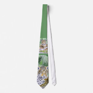 ジャガーの水彩画の芸術 ネクタイ