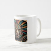 ジャガーアステカウォリアマスク | 古代メキシコ美術 コーヒーマグカップ (正面右)