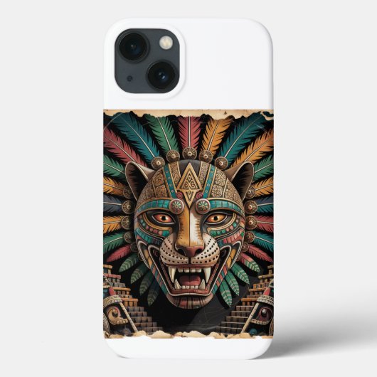 ジャガーアステカウォリアマスク | 古代メキシコ美術 Case-Mate iPhoneケース (裏面)
