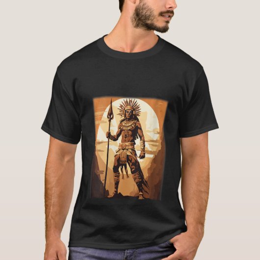 ジャガーアステカ戦士先住民メキシコ神話の男性 Tシャツ (正面)