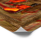 ジャガーアステカ金ゴールド&レッドフォイルフォークアート ポスター (角)