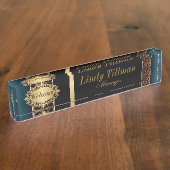 ジャガーアニマルプリントウィズデニムブルー デスクネームプレート (側面)