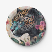 ジャガーウォーターカラーフローラアート ペーパープレート (正面)