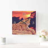 ジャガークールアットティカル大きな猫ワイルドライフウォールクロック スクエア壁時計 (ホーム)