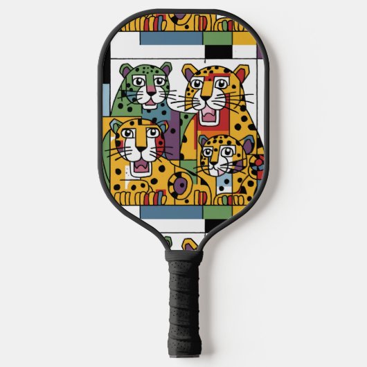 ジャガークールジャングル猫抽象芸術 ピックルボールラケット (正面)