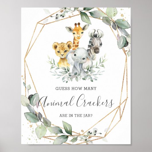 ジャガーゲームで動物のクラッカーを推測する緑のジャングル ポスター (正面)