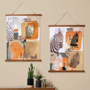 ジャガーゼブラアーストーンモダン抽象芸術アーポップ・アートのト 吊り下げ型タペストリー