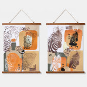 ジャガーゼブラアーストーンモダン抽象芸術アーポップ・アートのト 吊り下げ型タペストリー (ダブル)