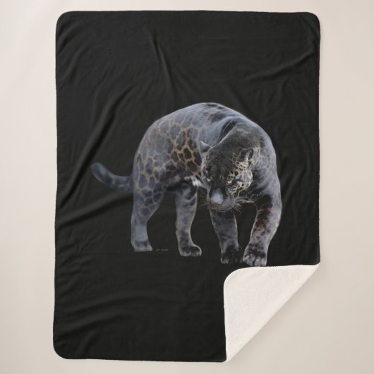 ジャガーディアブロ黒シェルパ毛布 シェルパブランケット (正面)