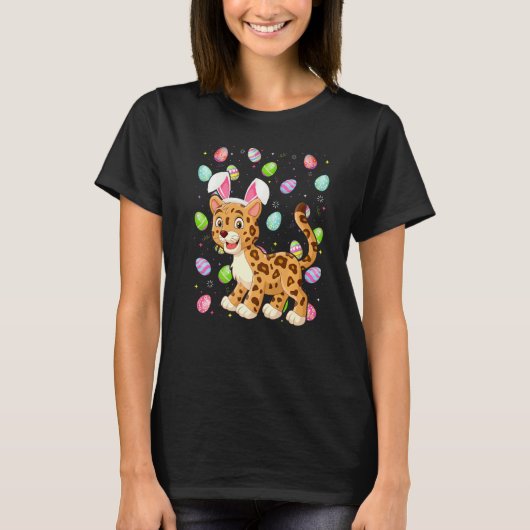 ジャガーバニーイースターエッグおもしろいジャガーイースターサンダ Tシャツ (正面)
