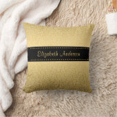 ジャガーパターンラグジュアリーブラック&金ゴールドアニマルプリント クッション (ブランケット)