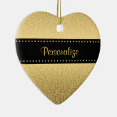 ジャガーパターンラグジュアリーブラック&金ゴールドアニマルプリント セラミックオーナメント (右)