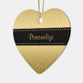 ジャガーパターンラグジュアリーブラック&金ゴールドアニマルプリント セラミックオーナメント (左)