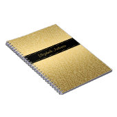 ジャガーパターンラグジュアリーブラック&金ゴールドアニマルプリント ノートブック (右側)