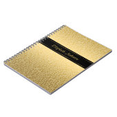 ジャガーパターンラグジュアリーブラック&金ゴールドアニマルプリント ノートブック (左側)