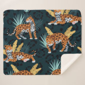 ジャガーパームズシームレスヴィンテージパターン シェルパブランケット (正面(横))