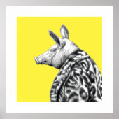 ジャガーファーコートの豚(レトロ黄) ポスター (正面)