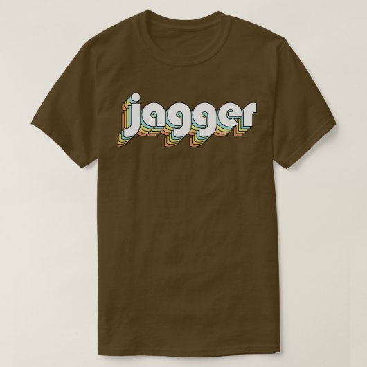 ジャガーレトロレインボータイポグラフィフェードスタイル Tシャツ (デザイン正面)