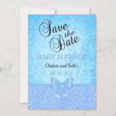 ジャガー動物の猫柄 | ブルー | 男の赤ちゃんシャワー マグネット招待状 (正面)