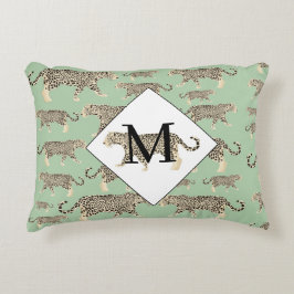 ジャガー動物パターンイニシャルモノグラム アクセントクッション