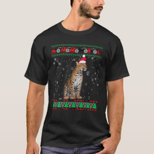 ジャガー動物愛好家クリスマスマッチングサンタ醜いクリス Tシャツ