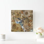 ジャガー及びマヤの寺院の台なしの野性生物の柱時計 スクエア壁時計 (ホーム)