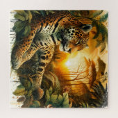 ジャガー威厳のあるサンセットジャングル鮮やか自然 ジグソーパズル (横)
