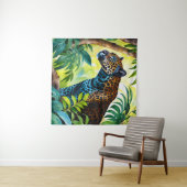 ジャガー植物林ジャングル タペストリー (インサイチュ(横))