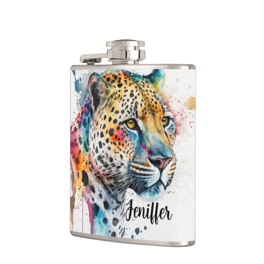 ジャガー水彩色 フラスク (左)