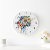 ジャガー水彩色 ラージ壁時計 (ホーム)