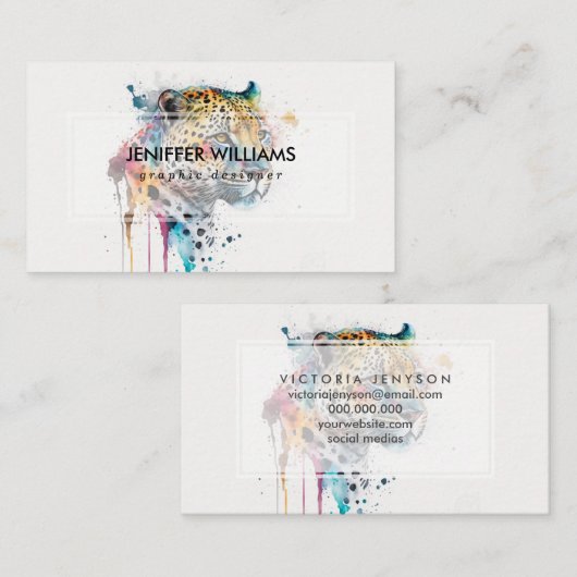 ジャガー水彩色 名刺 (正面/裏面)