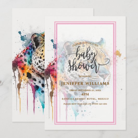 ジャガー水彩色 招待状 (正面/裏面)