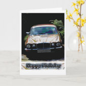 ジャガー車の誕生日 カード (黄色い花)