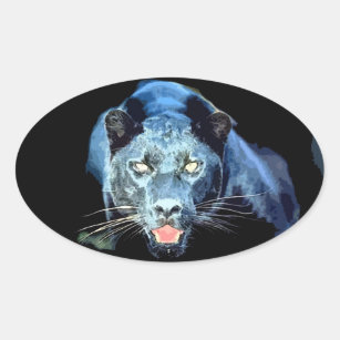 ジャガー-ブラックパンサー猫の楕円形のステッカー 楕円形シール