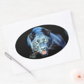 ジャガー-ブラックパンサー猫の楕円形のステッカー 楕円形シール (封筒)