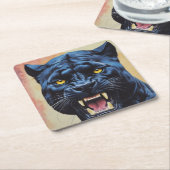 ジャガー – ブラックパンサー スクエアペーパーコースター (アングル)