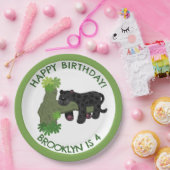 ジャガー・ブラック・パンサーパーソナライズされたマンガの誕生日 ペーパープレート (パーティー)