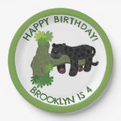 ジャガー・ブラック・パンサーパーソナライズされたマンガの誕生日 ペーパープレート (正面)