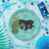 ジャガー・ブラック・パンサーパーソナライズされたマンガの誕生日 ペーパープレート (パーティー)