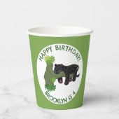 ジャガー・ブラック・パンサーパーソナライズされたマンガの誕生日 紙コップ (裏面)