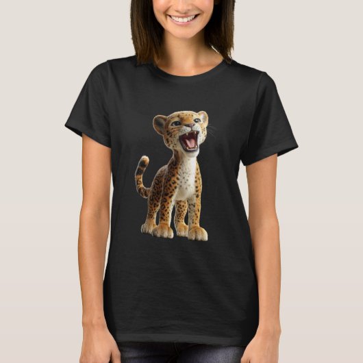 ジャガー 大型猫 ヒョウ 面白い 猫好き かわいい ジャガー Tシャツ (正面)